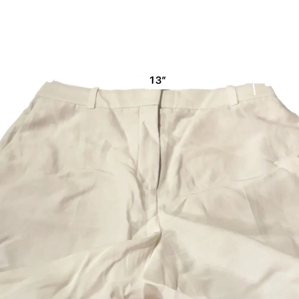 Babaton Agency Viscose Linen Blend High‎ Rise Straight Leg Pants in White Sz 4
